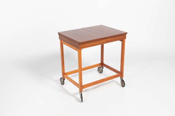 Scandinavian Side Table on Wheels, 1960s-KMC-876426