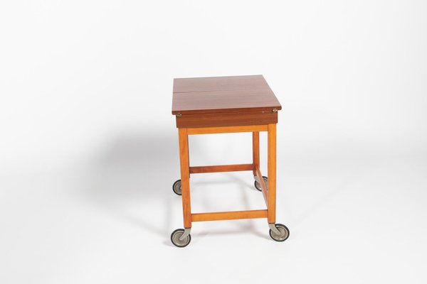 Scandinavian Side Table on Wheels, 1960s-KMC-876426