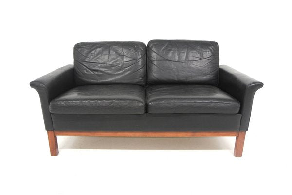 Scandinavian Sofa 2 Seats in Leather, Sweden, 1950s-GEK-1761767