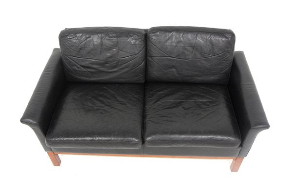 Scandinavian Sofa 2 Seats in Leather, Sweden, 1950s-GEK-1761767