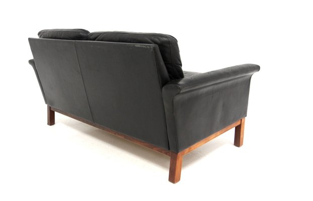 Scandinavian Sofa 2 Seats in Leather, Sweden, 1950s-GEK-1761767