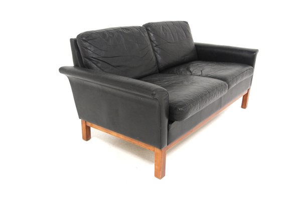 Scandinavian Sofa 2 Seats in Leather, Sweden, 1950s-GEK-1761767