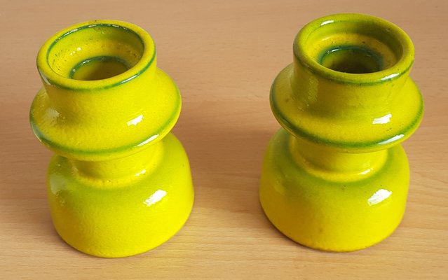 Scandinavian Space Age Ceramic Candleholders, 1970s, Set of 2-QDP-1306357