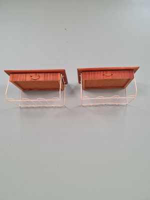 Scandinavian String Hanging Telephone Table/ Shelf/ Bedside Table/ Nightstand from Mahagoni, 1960s, Set of 2-IQR-1245179