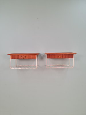 Scandinavian String Hanging Telephone Table/ Shelf/ Bedside Table/ Nightstand from Mahagoni, 1960s, Set of 2-IQR-1245179