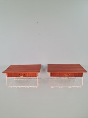 Scandinavian String Hanging Telephone Table/ Shelf/ Bedside Table/ Nightstand from Mahagoni, 1960s, Set of 2-IQR-1245179