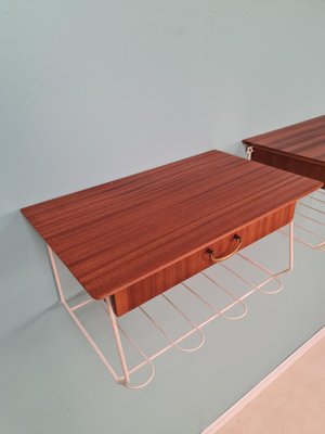 Scandinavian String Hanging Telephone Table/ Shelf/ Bedside Table/ Nightstand from Mahagoni, 1960s, Set of 2-IQR-1245179