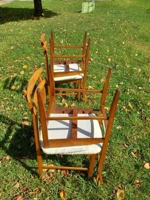 Scandinavian Style Chairs in Light Oak and Bouclé Fabric attributed to Amma Studio, 1960s, Set of 4-EBW-2024797