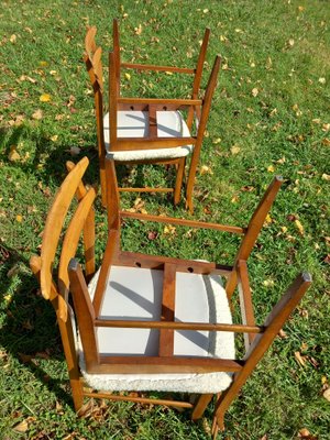 Scandinavian Style Chairs in Light Oak and Bouclé Fabric attributed to Amma Studio, 1960s, Set of 4-EBW-2024797