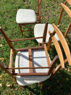 Scandinavian Style Chairs in Light Oak and Bouclé Fabric attributed to Amma Studio, 1960s, Set of 4-EBW-2024797