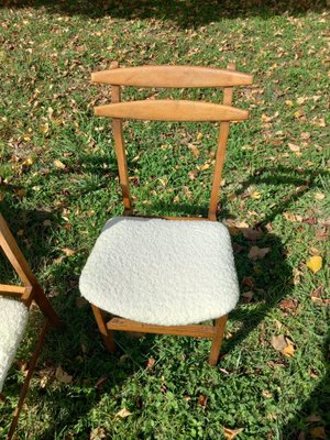 Scandinavian Style Chairs in Light Oak and Bouclé Fabric attributed to Amma Studio, 1960s, Set of 4-EBW-2024797