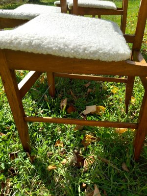 Scandinavian Style Chairs in Light Oak and Bouclé Fabric attributed to Amma Studio, 1960s, Set of 4-EBW-2024797