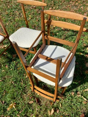 Scandinavian Style Chairs in Light Oak and Bouclé Fabric attributed to Amma Studio, 1960s, Set of 4-EBW-2024797