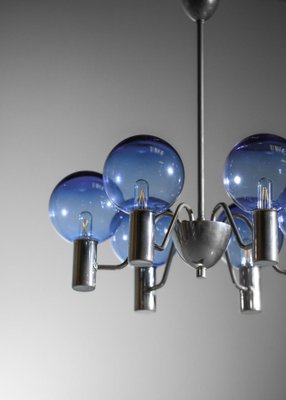 Scandinavian Swedish Blue Chrome Patricia Chandelier attributed to Hans Agne Jakobsson, 1960s-YU-1800681