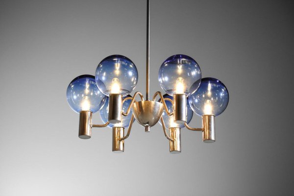 Scandinavian Swedish Blue Chrome Patricia Chandelier attributed to Hans Agne Jakobsson, 1960s-YU-1800681