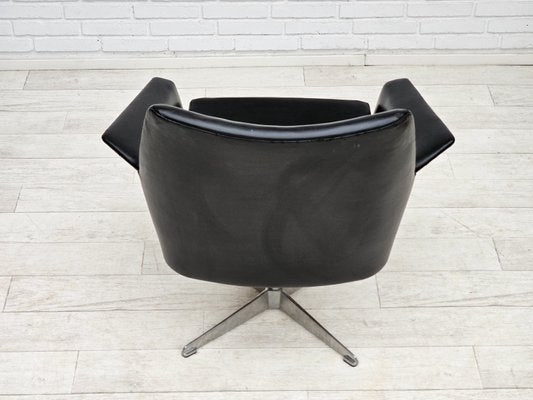 Scandinavian Swivel Chair in Artificial Leather with Cast Aluminum Base, 1950s-TMW-2023398