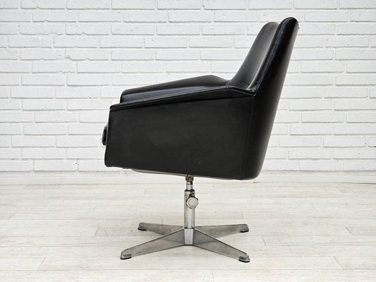 Scandinavian Swivel Chair in Artificial Leather with Cast Aluminum Base, 1950s-TMW-2023398