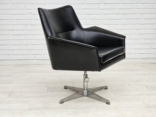 Scandinavian Swivel Chair in Artificial Leather with Cast Aluminum Base, 1950s-TMW-2023398