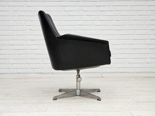 Scandinavian Swivel Chair in Artificial Leather with Cast Aluminum Base, 1950s-TMW-2023398