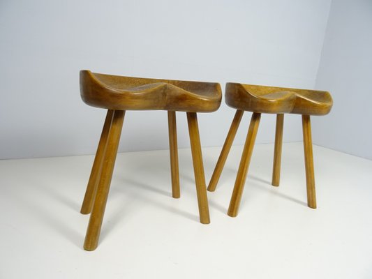 Scandinavian Tan Stools, 1960s, Set of 2-FPY-1417276