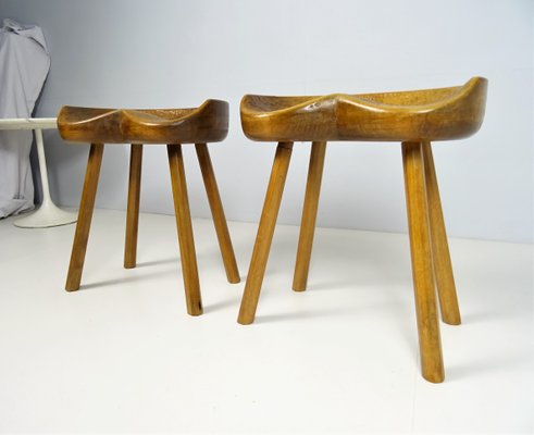 Scandinavian Tan Stools, 1960s, Set of 2-FPY-1417276