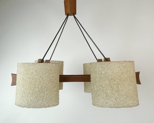 Scandinavian Teak and Acrylic Granite Hanging Lamp, 1960s-WZZ-1385491