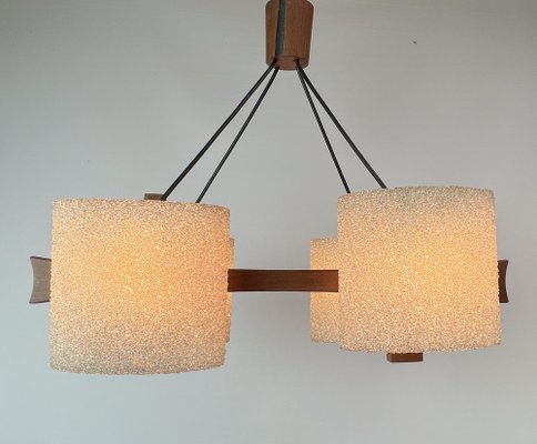 Scandinavian Teak and Acrylic Granite Hanging Lamp, 1960s-WZZ-1385491