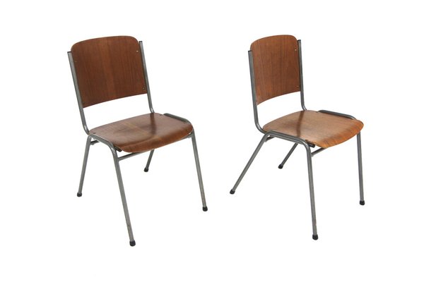 Scandinavian Teak and Metal Chairs, Sweden, 1960s, Set of 2-GEK-1749534