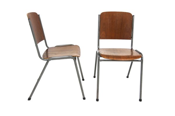 Scandinavian Teak and Metal Chairs, Sweden, 1960s, Set of 2-GEK-1749534