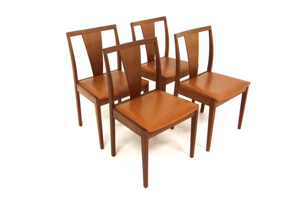 Scandinavian Teak and Skai Chairs, Sweden, 1960s, Set of 4-GEK-1735404