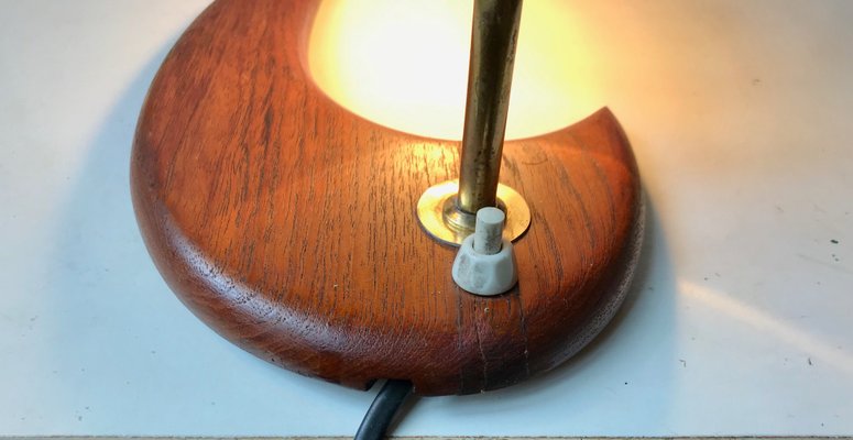 Scandinavian Teak and Smoked Glass Moon Sconce, 1960s-LCR-705898