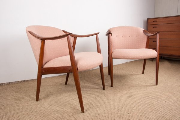 Scandinavian Teak Armchairs and Tyrol Model Fabric by Gerhard Berg for Westnofa, 1960s, Set of 2-EMB-1758757