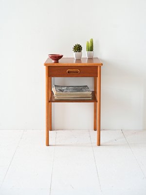 Scandinavian Teak Bedside Table, 1960s-QWP-2033854