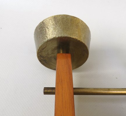 Scandinavian Teak & Brass 5-Fold Candleholder, 1960s-EY-1279827