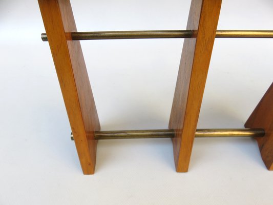 Scandinavian Teak & Brass 5-Fold Candleholder, 1960s-EY-1279827