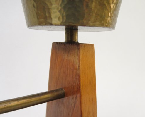 Scandinavian Teak & Brass 5-Fold Candleholder, 1960s-EY-1279827