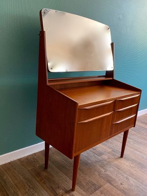 Scandinavian Teak Dressing Table with Swivel Mirror, 1960s-TEB-716206