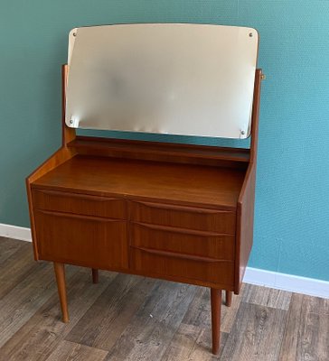 Scandinavian Teak Dressing Table with Swivel Mirror, 1960s-TEB-716206