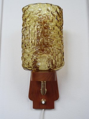 Scandinavian Teak & Glass Sconce, 1960s-YDZ-870419