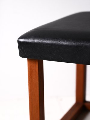 Scandinavian Teak Stool in Eco-Leather, 1960s-QWP-2035593