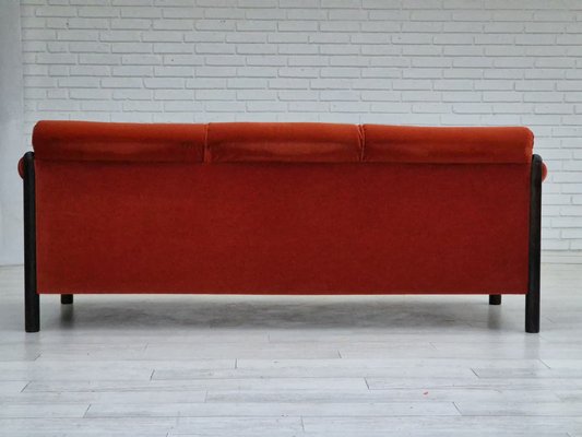 Scandinavian Three-Seater Sofa in Velour and Oak, 1980s-TMW-1820972