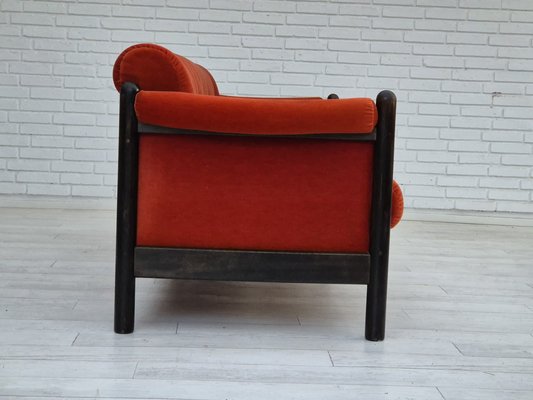 Scandinavian Three-Seater Sofa in Velour and Oak, 1980s-TMW-1820972