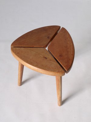 Scandinavian Tripod Pinewood and Beech Stool, 1950s-MB-570012