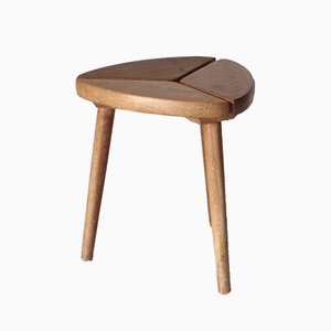 Scandinavian Tripod Pinewood and Beech Stool, 1950s-MB-570012