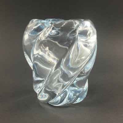 Scandinavian Twisted Ice Blue Glass Vase by Edvin Öhrström for Orrefors, 1960s-BMM-1320567