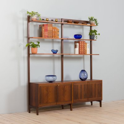 Scandinavian Two Bay Rosewood Free-Standing Wall Shelf, Norway, 1960s-UE-1720404