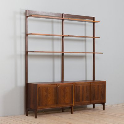 Scandinavian Two Bay Rosewood Free-Standing Wall Shelf, Norway, 1960s-UE-1720404