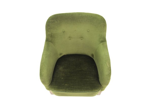 Scandinavian Velvet Chair, Sweden, 1950s-GEK-1738625