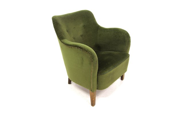 Scandinavian Velvet Chair, Sweden, 1950s-GEK-1738625