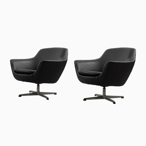 Scandinavian Vintage Black Swivel Chairs, 1970s, Set of 2-ZAA-821531